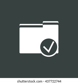 Vector illustration of folder accept sign icon on dark background.