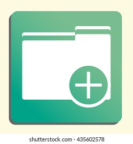 Vector illustration of folder add sign icon on green light background.