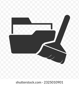 Vector illustration of folder cleaner icon in dark color and transparent background(PNG).