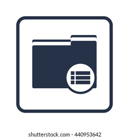 Vector illustration of folder detail sign icon on blue round background.