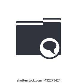 Vector illustration of folder discussion sign icon on white background.