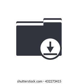 Vector illustration of folder download sign icon on white background.