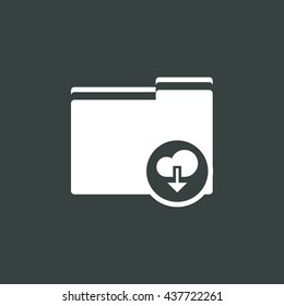 Vector illustration of folder download sign icon on dark background.
