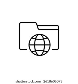 Vector illustration of folder with earth inside for data transfer network