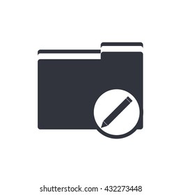 Vector illustration of folder edit sign icon on white background.