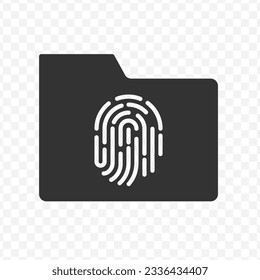 Vector illustration of folder fingerprint icon in dark color and transparent background(PNG).