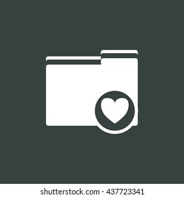 Vector illustration of folder heart sign icon on dark background.