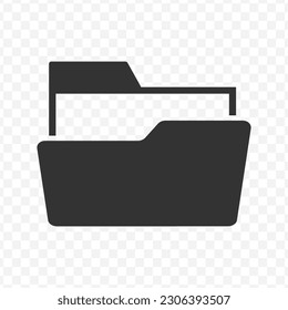 Vector illustration of folder icon in dark color and transparent background(png).