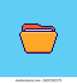 Vector Illustration of Folder Icon with Pixel Art Design, perfect for game assets themed designs