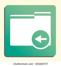 Vector illustration of folder left sign icon on green light background.