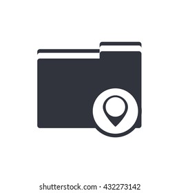 Vector illustration of folder location sign icon on white background.