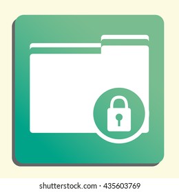 Vector illustration of folder lock sign icon on green light background.