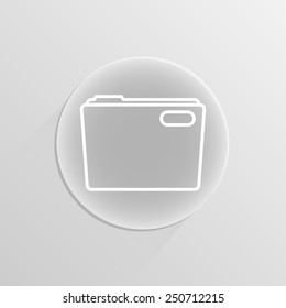 Vector illustration of a folder on a white button with shadow 