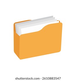 Vector illustration of folder on white background. Office or school stationery supplies.