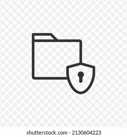 Vector illustration of folder protection padlock icon in dark color and transparent background(png).