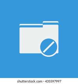 Vector illustration of folder reject sign icon on blue background.
