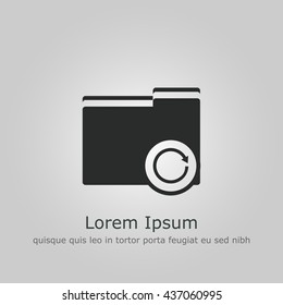 Vector illustration of folder reload sign icon on grey background.