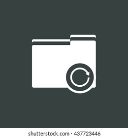 Vector illustration of folder reload sign icon on dark background.