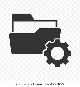 Vector illustration of folder settings icon in dark color and transparent background(png).