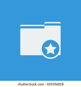 Vector illustration of folder star sign icon on blue background.
