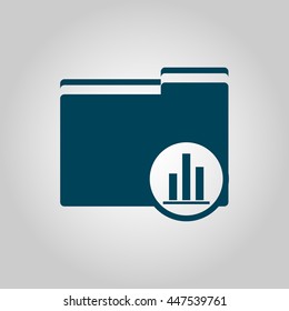 Vector illustration of folder stats sign icon on grey background.