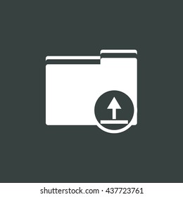 Vector illustration of folder upload sign icon on dark background.