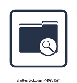 Vector illustration of folder zoom sign icon on blue round background.