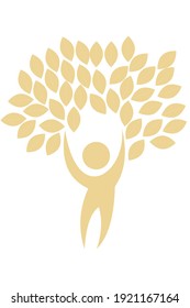 Vector illustration of foliage combination human icon logo template. 45000x5000 pixel perfect.