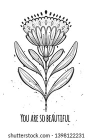 Vector illustration folk flowers poster, ornaments tribal card. Use for birthday invitation. Happy Wedding day other decorations.