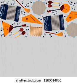 Vector illustration of folk musical instruments for stickers. Folk musical instruments badge tag and icon, card, invitations, banner templates. typography poster. Eps 10 