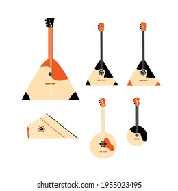 Vector illustration of folk stringed instruments on white background.  