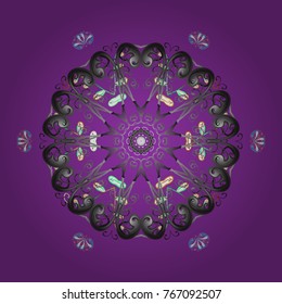 Vector illustration. Folk Style. Lacy Fashion Print for Textile. Design for Fabric or Wallpaper. Stylized Flowers. Ethnic of Lace Snowflakes. Decorative Texture Background of Mandalas.