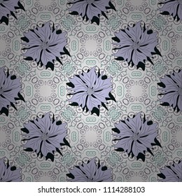 Vector illustration. Folkloric ethnic black, white and violet embroidery floral seamless pattern. A line of neck, bags, textiles for your design.