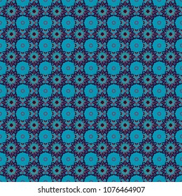 Vector illustration. Folkloric ethnic gray, blue and brown embroidery floral seamless pattern. A line of neck, bags, textiles for your design.