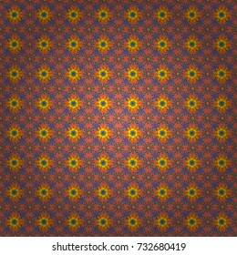 Vector illustration. Folkloric ethnic green, brown and orange embroidery floral seamless pattern. A line of neck, bags, textiles for your design.