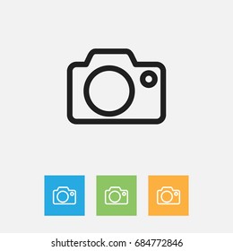 Vector Illustration Of Folks Symbol On Camera Outline. Premium Quality Isolated Photo Device Element In Trendy Flat Style.