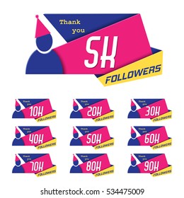 Vector Illustration of Followers Poster for Design, Website, Background, Banner. Blog Retro Template for Web User