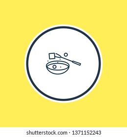 Ilustración vectorial de la línea de icono de horquilla fondue. Un bello elemento utensil también puede ser utilizado como elemento icono gastronómico.