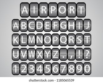 Vector illustration. Font as airport scoreboard.