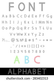 Vector illustration with font: alphabet and numbers 
