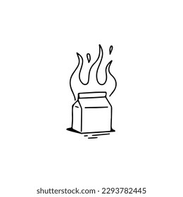 ilustración vectorial de la caja de alimentos con fuego
