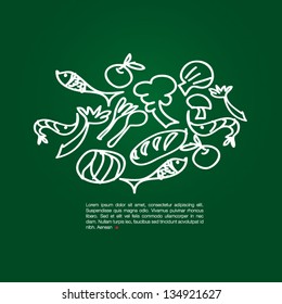 vector illustration of food collection in white