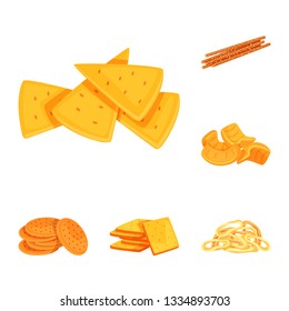 Vector illustration of food and crunchy logo. Collection of food and flavor stock symbol for web.