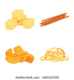 Vector illustration of food and crunchy logo. Collection of food and flavor vector icon for stock.