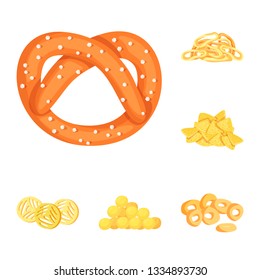 Vector illustration of food and crunchy sign. Set of food and flavor stock vector illustration.
