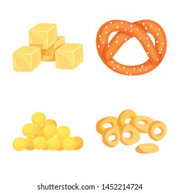 Vector illustration of food and crunchy symbol. Set of food and flavor vector icon for stock.