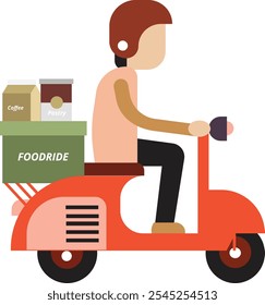 Vector illustration of food delivery rider or bike 