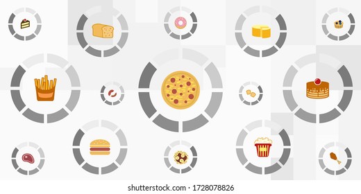 vector illustration for food delivery service with loading bars for online orders of meals visual