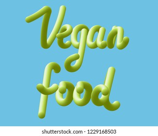 Vector illustration, food design. Handwritten 3D lettering for restaurant, cafe menu. Vector elements for labels, logos, badges, stickers or icons. Calligraphic and typographic collection. Vegan menu.