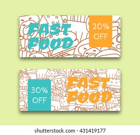 Vector illustration of Food discount coupon or banner or gift card  templates.